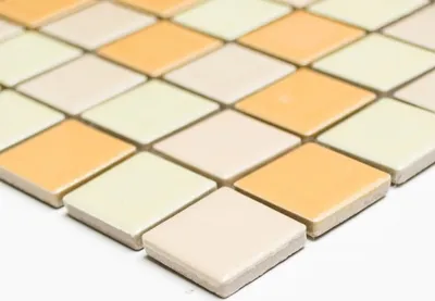 Produktbild von Handmuster Mosaikfliese Keramikmosaik gelb Mais Beige glänzend Fliesenspiegel MOS18-0702_m