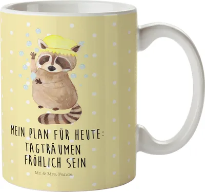 Produktbild von Mr. & Mrs. Panda Plastikbecher Waschbär - Gelb Pastell - Geschenk, Plan, Tiere, Seifenblasen, Pott, Trinklernbecher, Tagträumen, Kindergarten Tasse, Becher, Waschen