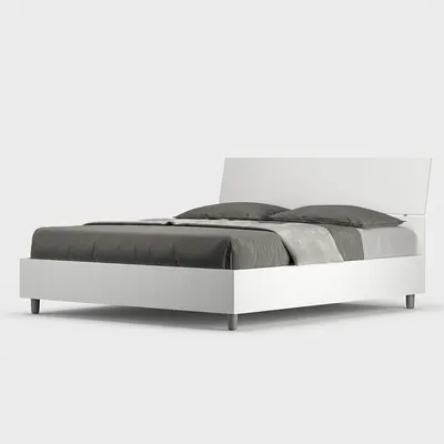 Produktbild von Doppelbett 160x190 cm modernes Design Weiß mit Lattenrost Kopfteil Demas