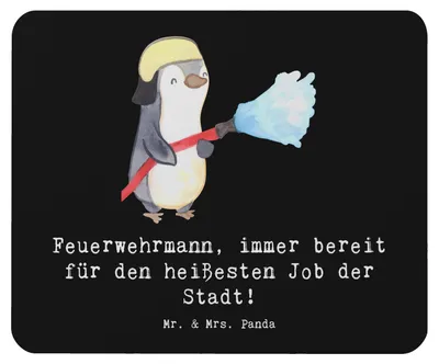 Produktbild von Mr. & Mrs. Panda Mauspad Feuerwehrmann Held - Schwarz - Geschenk, Abenteuer, Mousepad, Berufe, Mouse Pad, mousematte, Anerkennung, laptop, Berufsgestaltung, Feuerwehrfrau