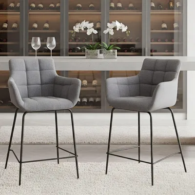 Image de Tabourets de bar - Chaises de bar - Tabourets - Chaises hautes - Chaises de cuisine - Lot de 2 - Tissu respirant