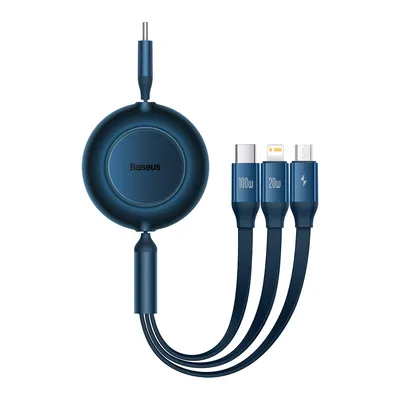 Obrázek produktu pro Kabel 3v1 USB-C Baseus Bright Mirror 4 na Micro-USB, USB-C, Lightning 100W, 3,5A, 1,1m, modrý