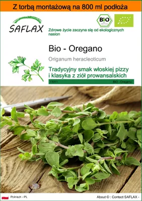 Zdjęcie produktu dla SAFLAX - Garden in the bag - Bio - Oregano - 1500 Nasiona - Z podłożem uprawowym w praktycznej, samorozkładającej się torbie - Origanum heracleoticum