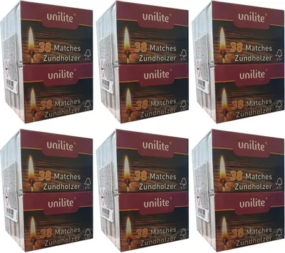 Produktbild von Unilite® Streichhölzer 380 Holz Zündhölzer 10 Schachteln (6 Pack) Vendor Artikel