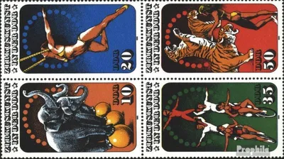Produktbild von Briefmarken DDR 1985 Mi 2983-2986 Viererblock (kompl.Ausgabe) gestempelt Zirkuskunst