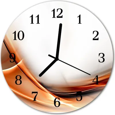 Immagine prodotto di Orologio da parete in vetro, ideale per la cucina, diametro 30 cm, design astratto, colori: arancione e grigio