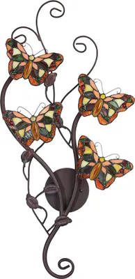 Produktbild von Clayre & Eef Wandleuchte Tiffany 32x68 cm Gelb Braun Metall Schmetterling