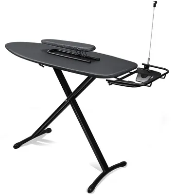 Bügelbrett 46x123 cm, höhenverstellbar, mit Bügeleisenablage, schwarz