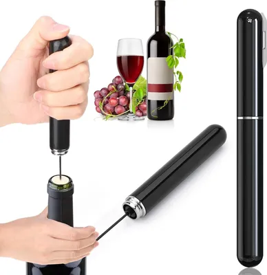 Produktbild von Famanu Luftdruck-Weinöffner mit Folienmesser - Schwarz