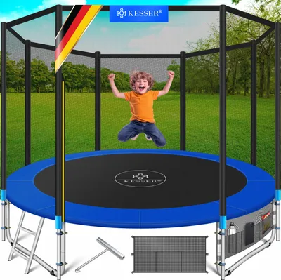 Produktbild von KESSER® - Trampolin  | Rheinland GS  | Komplettset mit Sicherheitsnetz, Leiter,  Randabdeckung, Seitentasche & Zubehör | Kindertrampolin Gartentrampolin Belastbarkeit 150 kg