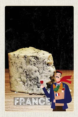 Produktbild von vianmo Holzschild 18x12 cm Frankreich Schimmelkäse Tradition