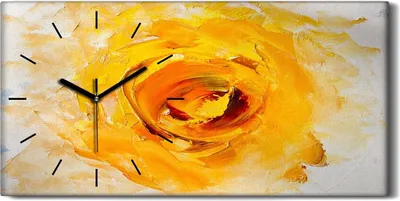 Produktbild von Wanduhr Uhr Wandbild Leinwand Geräuschlos Kunstdruck 60x30 Abstrakte Kunst Blume - schwarze Hände