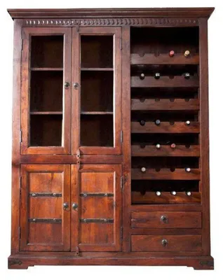 Immagine prodotto di MASSIVMOEBEL24 | porta bottiglie in legno di Acacia 144x47x180 nougat laccato OXFORD #519