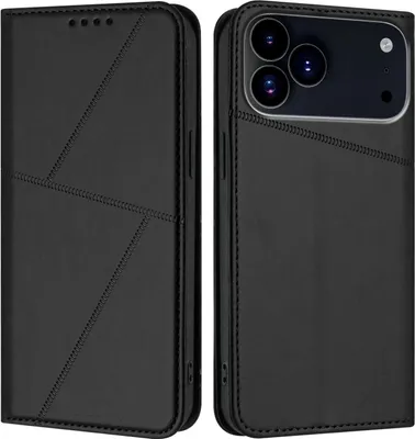 Produktbild von Mobigear Frosted Flip iPhone 17 Pro Max Hülle Klapphülle Geldbörse - Schwarz