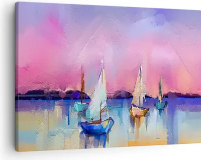 Produktbild von Bild auf Leinwand - Leinwandbild - Segelboot See - 70x50cm - Wand Bild - Wanddeko - Wandbilder - Leinwanddruck - Bilder - Kunstdruck - Wanddekoration - Leinwand bilder - Wandkunst - AA70x50-4099