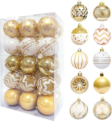 Produktbild von 30 Stück Weihnachtskugeln, Ornamente, 6,1 cm, kleine, bruchsichere Kunststoffkugeln, Weihnachtsbaum-Hängedekoration für Feiertagskranz, Party, Baumdekoration