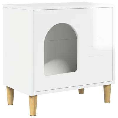 Image de vidaXL Maison pour chats Blanc brillant 51 x 30 x 52 cm Bois composite