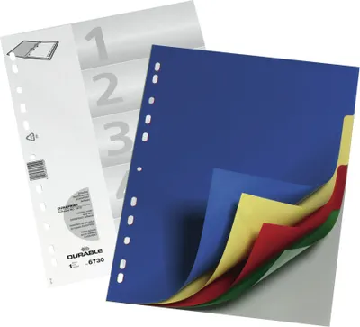 Obrázok produktu pre Durable 6730-27, Karta s prázdnym zoznamom, Polypropylén (PP), Viacfarebný, Portrét, A4, 2, 3, 4, 6