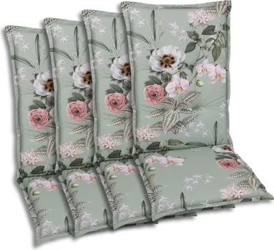 Produktbild von GO-DE Textil, Sesselauflage Mittellehner, 4er-Set, Farbe: salbei, Maße ca.: 108 cm x 50 cm x 7 cm