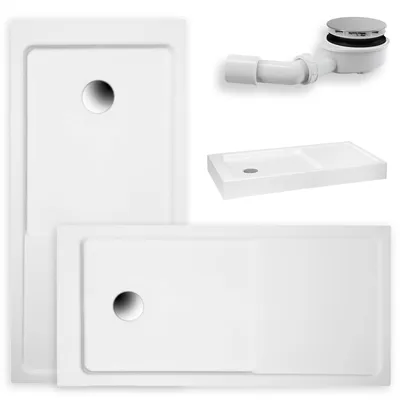 Zdjęcie produktu dla Brodzik Kompaktowy Prysznicowy Prostokątny 140x70x16 Akrylowy, Gładki | w zestawie - Syfon, odpływ ⌀90 mm + nogi (stelaż) | BADLAND MARS