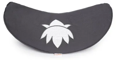 Zdjęcie produktu dla Yogabox, poduszka do jogi, kształt półksiężyca, seria BASIC, Lotus Stick, kolor biały - szary, wymiary: 40 x 17 x 12 cm, wypełnienie: łuski gryki