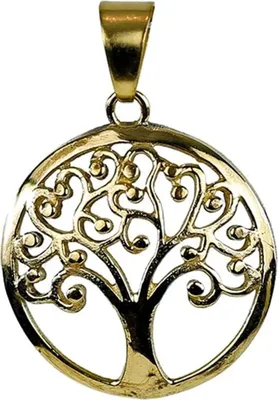 Immagine prodotto di Ciondolo Albero Della Vita In Ottone Dorato --confezione Da 2 Pz - 3 Cm