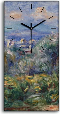 Produktbild von Wanduhr Uhr Wandbild Leinwand 30x60 Gemälde Abstrakte Wald Bäume Stadt Himmel - schwarze Hände