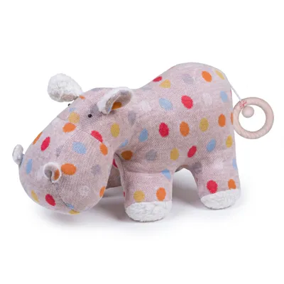 Produktbild von Efie Baby Spieluhr Nilpferd Punkte – Melodie Au clair de la Lune, Kuschelspieluhr aus kbA Baumwolle, Germany