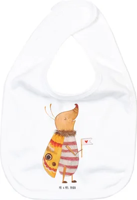 Produktbild von Mr. & Mrs. Panda Lätzchen Nachtfalter Fähnchen - Weiß - Geschenk, Spruch Witzig, Süß, Käfer, Niedlich, Kinderlätzchen, Für Babys, Lustige Sprüche, Spucklätzchen, Lustig