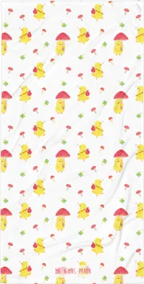 Produktbild von Mr. & Mrs. Panda Handtuch Küken Fliegenpilz - Weiß - Geschenk, Reisehandtuch, Großes Badehandtuch, Duschtuch, Ostergrüße, Glückspilz, Frohe Ostern, Strandtuch, Badelaken