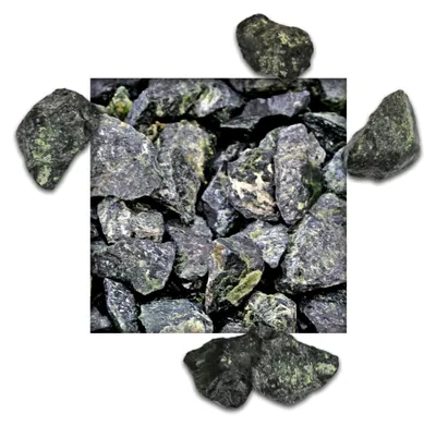 Produktbild von 25 kg Basaltsplitt Amazon-Grün für Garten und Dekoration