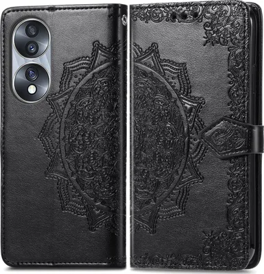 Produktbild von Mobigear Mandala HONOR 70 Hülle Klapphülle Geldbörse - Schwarz