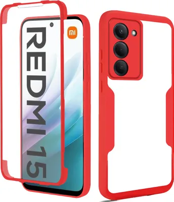 Produktbild von 360° Grad Hülle für xiaomi Redmi 15 Rundum vollschutz Integriertem Displayschutz in Rot