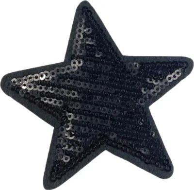 Produktbild von Stern Sterne Paillette Emblem Aufnäher zum Aufbügeln, Schwarz