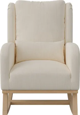 Image de Fauteuil à bascule avec dossier haut, accoudoirs épais et poches latérales, lin