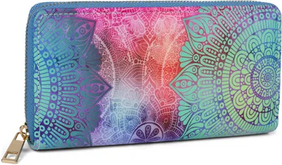 Produktbild von styleBREAKER Damen Geldbörse mit Paisley Ornament Muster | Großes Portemonnaie im Mandala Style | Umlaufender Reißverschluss & viele Kartenfächer | Kunstleder