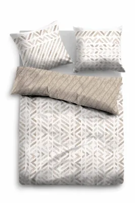 Produktbild von TOM TAILOR Wendebettwäsche Beige Weiß Baumwolle Kissenbezug 140 x 200 60 x 80 cm
