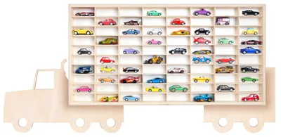 Productafbeelding van Creative Deco houten verzamelvitrine voor auto's - 80 verstelbare vakken