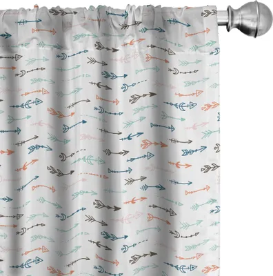 Produktbild von ABAKUHAUS Pfeil Vorhänge, Gardinen, Ornament böhmisches und inspiriert Bunte Kulturmotive von Hand, 2 Stück 75 x 175 cm, Mehrfarbig