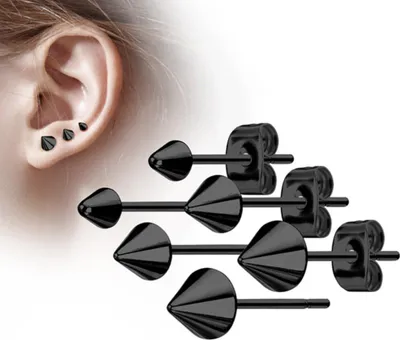 Produktbild von Ohrstecker Spikes Ohrringe Edelstahl Schwarz 3 mm