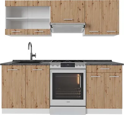 Produktbild von Küchenzeile Vicco R-Line Artisan Eiche/Weiß 200 cm , AP Anthrazit, Model 48989