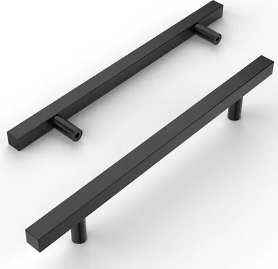 Produktbild von Famanu Möbelgriffe Set von 5 - Edelstahl Schwarz - Schrankgriffe für Küche und Kleiderschrank - 160 mm Bohrabstand