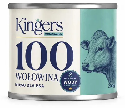 Zdjęcie produktu dla KINGERS 100 Wołowina 200 g karma mokra uzupełniająca dla psów