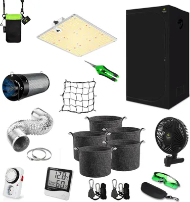 Obrázek produktu pro Canna4Home GrowBox kompletní sada 60 x 60 x 180 cm černý pěstební skleník s LED pěstební lampou, odsávací vzduchovou soupravou, květináči na rostliny
