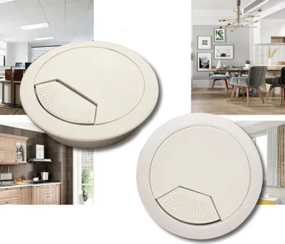 Produktbild von 4er Set Kabeldurchführung Schreibtisch 80mm - Farbe [weiß] - Kabeldurchlass mit Staubdichtung für diverse Büro Schreibtische & Arbeitsplatten | runde Kabeldose aus ABS Kunststoff |  Kabelauslass