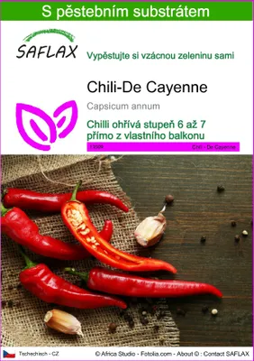 Obrázek produktu pro SAFLAX - Chili-De Cayenne - Capsicum annum - 20 Semena - S pěstebním substrátem bez klíčků