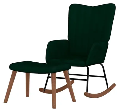 Produktbild von Schaukelstuhl mit Hocker in Dunkelgrün