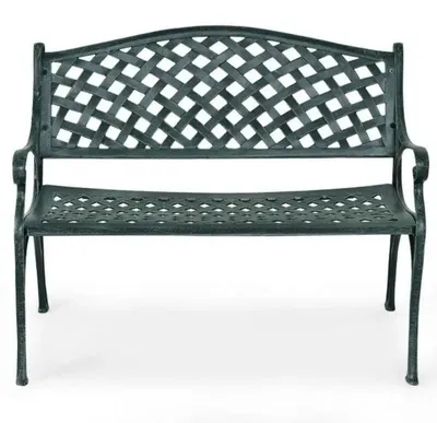Image de Banc de jardin en aluminium - Banc de jardin pour l'extérieur, pour 2 personnes - Longueur 102 cm - Style antique - Résistant aux intempéries - Facile à nettoyer - Disponible en plusieurs couleurs