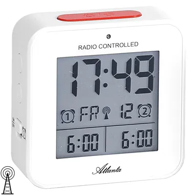 Produktbild von Atlanta 1880/0 Wecker Funk Funkwecker digital weiß Licht Snooze Digitalwecker