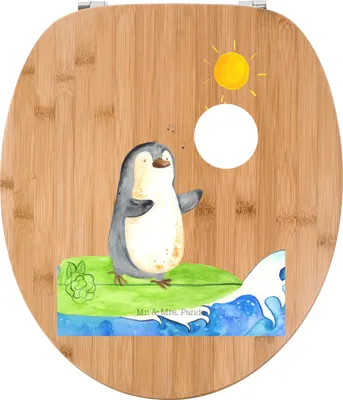 Produktbild von Mr. & Mrs. Panda WC Sitz Pinguin Surfer - Transparent - Geschenk, Brille, WC-Sitz, Hawaii, Surfen, Portugal, Motiviert, Urlaub, Toilettendeckel, Optimistisch, Klodeckel